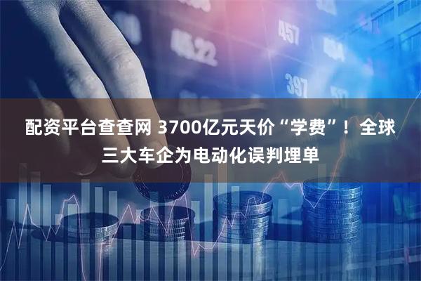 配资平台查查网 3700亿元天价“学费”！全球三大车企为电动化误判埋单